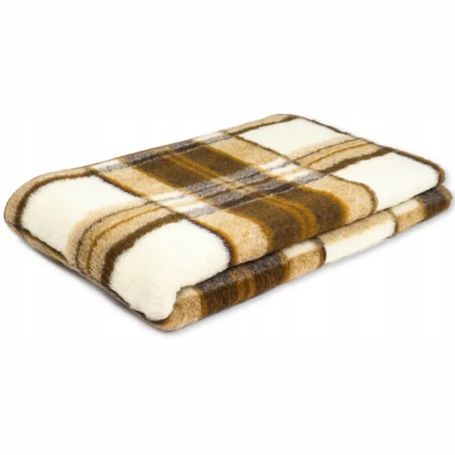 KAMPOL Luxe Merinowollen Plaid 100x150cm - Bruine Plaid - Ademend en Warm