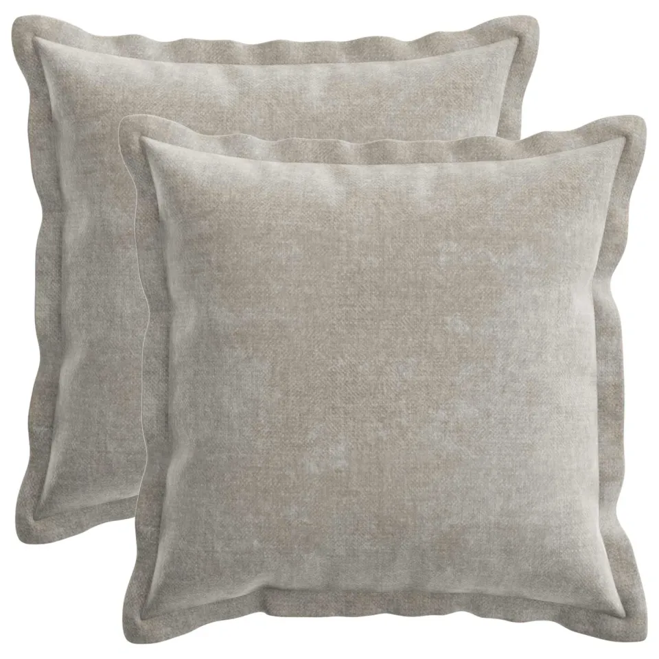 vidaXL Kussensloop 2 st HOUTEN Lichtgrijs 50 x 50 cm Chenille Stof, foto 3