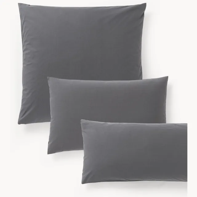 Westwing Collection Perkal katoenen kussensloop Elsie Antraciet