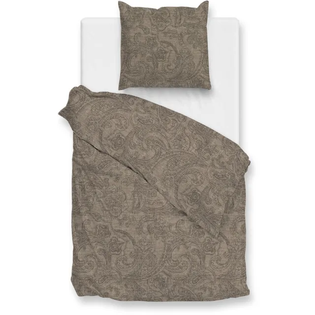 Zohome Dekbedovertrek Paisley-di-Lino - Abstract Bedlinnen - Taupe - Dekbedhoes van 100% Katoen Palm-Taupe