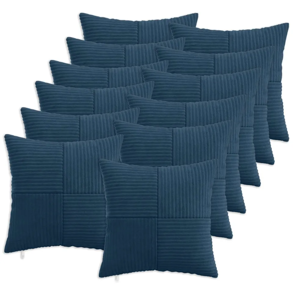 vidaXL Kussensloop 12 st ALMELO Marineblauw 45 x 45 cm corduroy, foto 3