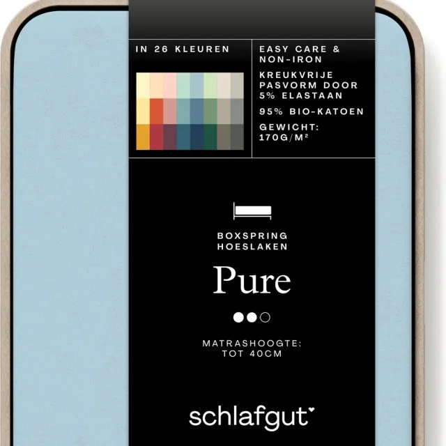 schlafgut Jersey Pure hoeslaken extra hoog XL - 180x200 - 200x220 536 Blue Light