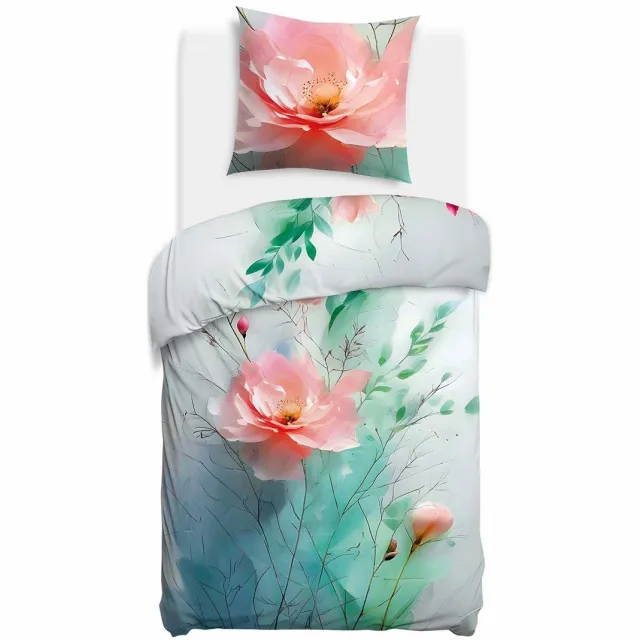 Darymex Satynlove Premium Dekbedovertrek 140x200 cm - Model 12424 - Meerkleurig / Multicolor - 100% Katoen-Satijn (200TC) - Digitale Print - 1-Persoons - Met Ritssluiting - OEKO-TEX® - Met 1 Kussensloop 50x70 cm