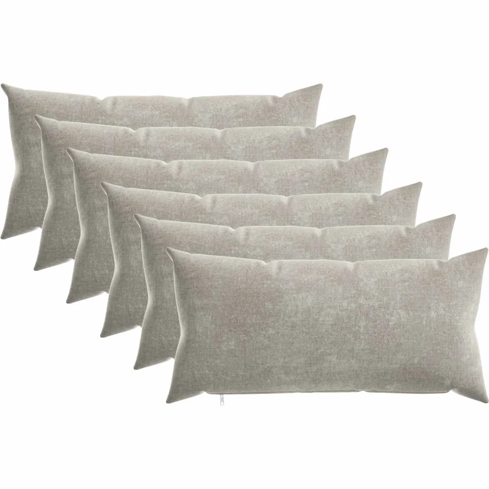 vidaXL Kussensloop 6 st HEERLEN Lichtgrijs 40 x 80 cm Chenille Stof, foto 3