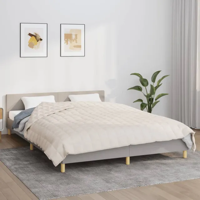 vidaXL Verzwaringsdeken 200x220 cm 13 kg stof lichtcrèmekleurig crème, foto 2