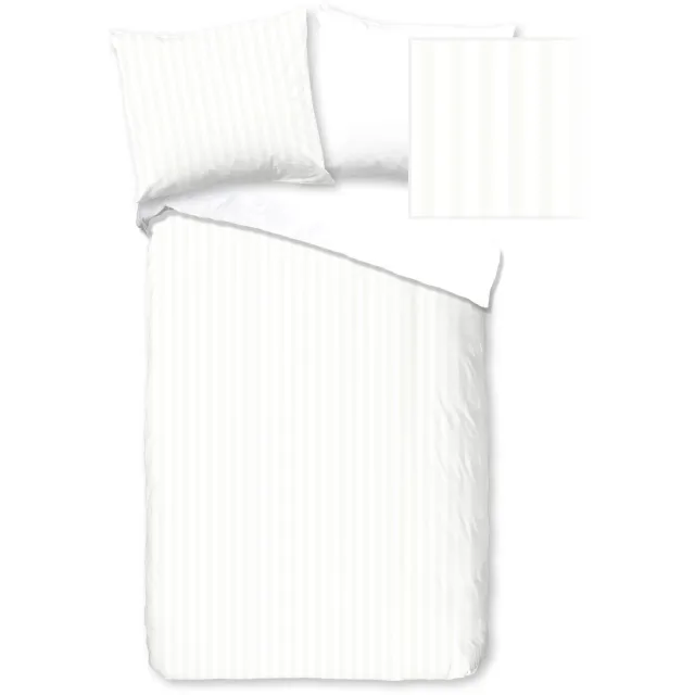 Descanso dekbedovertrek strepen - Ledikant/ baby 100x135 cm - Wit - 100% Katoen satijn White