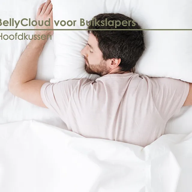 Zavelo Buikslaper Hoofdkussen 60x70 - Dun & Plat Kussen bij Nekklachten - Verstelbaar - Wasbaar - BellyCloud Wit