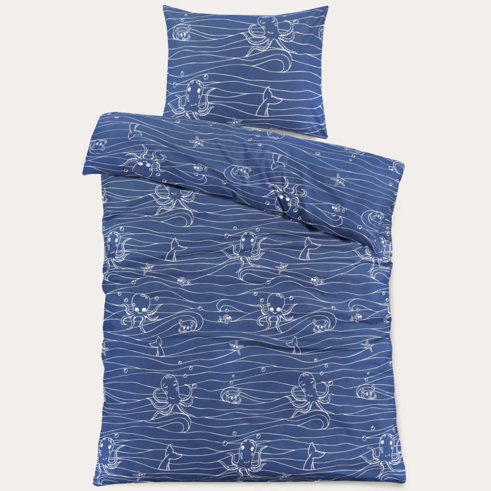 NOUS Kids katoenen dekbedovertrek kinderbed (120x150 cm) blauw, foto 2