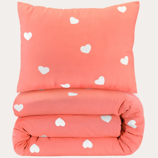 W polyester-katoenen dekbedovertrek kinderbed (120x150 cm) Roze
