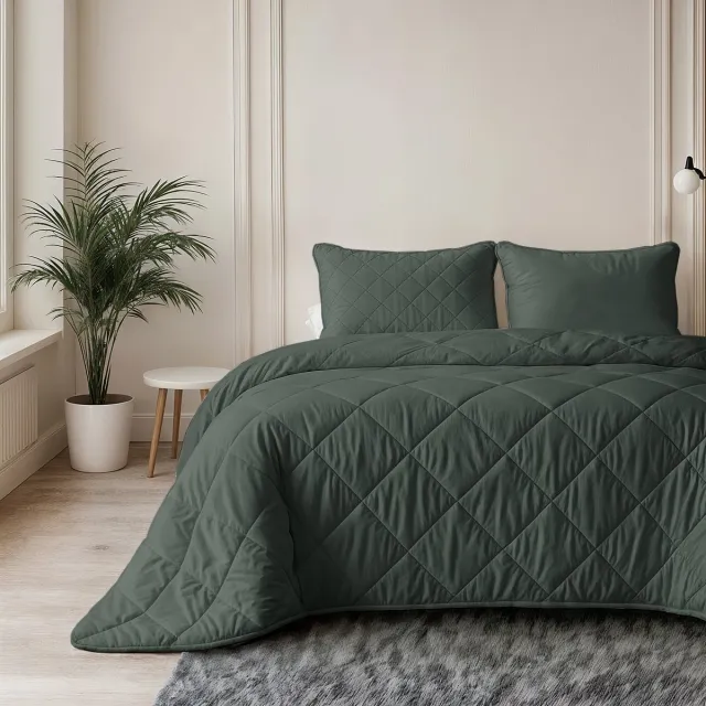 Valking Lazy Uni Dekbed – Wasbaar | Eenpersoons – 140 x 200 cm +2 x kussenslopen 60×70 cm | Luxe & Comfortabel Slapen – Grijs/Groen