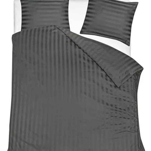 Homéé® Hotel Dekbedovertrekset CVC 27mm satijn streep 140g.m2 antraciet tweepersoons 200x200/220 + 2 slopen 60x70 cm