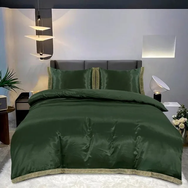 Beauty Silk Dekbedovertrek Satijn Lace Groen 140x200 cm + 1 kussensloop