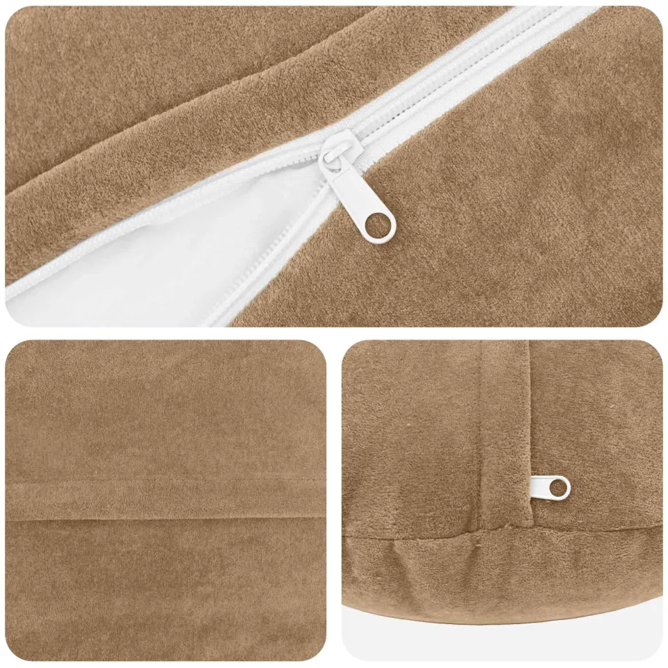 vidaXL Kussensloop 2 st HEERLEN Taupe Dia. 50 cm Microfiber Fleece, foto 4