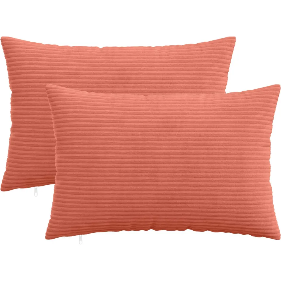 vidaXL Kussensloop 2 st HEERLEN Rood-oranje 50 x 80 cm corduroy, foto 3