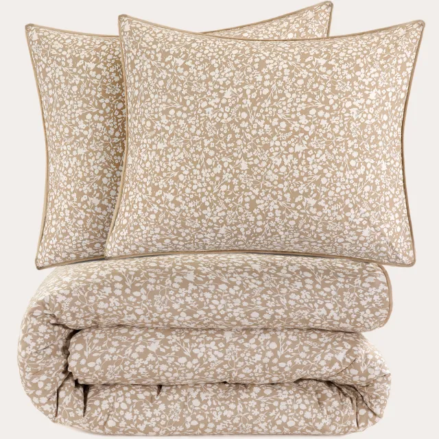 NOUS Living katoenen dekbedovertrek lits-jumeaux beige