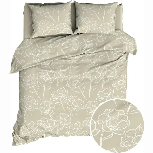 Romanette Dekbedovertrek - Oyster Bloemen Katoen - B 260 x L 200 cm/B 260 x L 220 cm - Lits-jumeaux extra breed - 02691-B 260 x L 200/220 cm