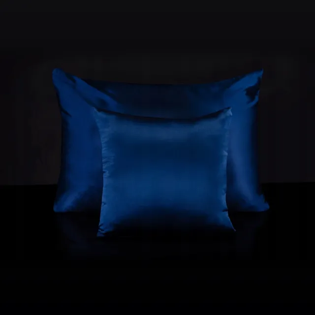 Malbery Merkloze Zijden Kussensloop 40x60cm - Luxe Satijn met Rand Donkerblauw