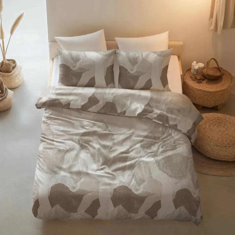 Sleeptime katoenen dekbedovertrek 2-persoons (200x220 cm) beige, foto 2