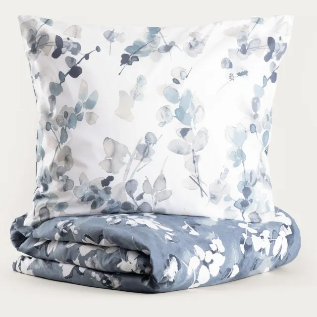 Homla NERINA - BEDDING - Beddengoed - Dekbedovertrek - Katoen met Patroon - 140x200 cm + 1x70x80 cm blauw