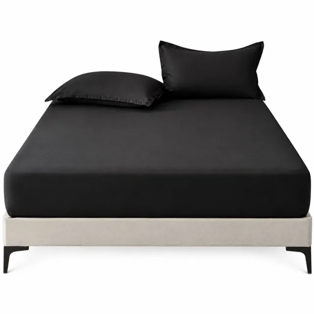 SWGOTA Zwart hoeslaken 160 x 200 cm - Effen polyester voor een strak opgemaakt bed