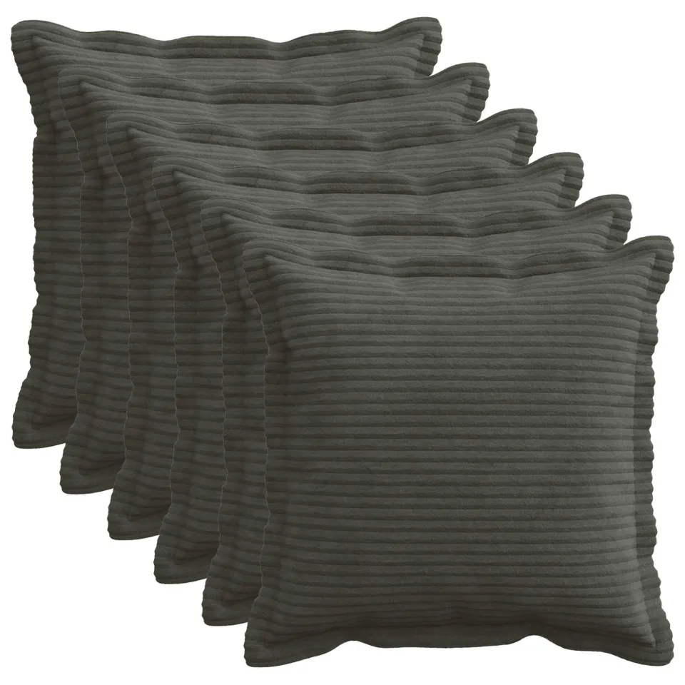 vidaXL Kussensloop 6 st HOUTEN Antraciet 30 x 30 cm corduroy, foto 3