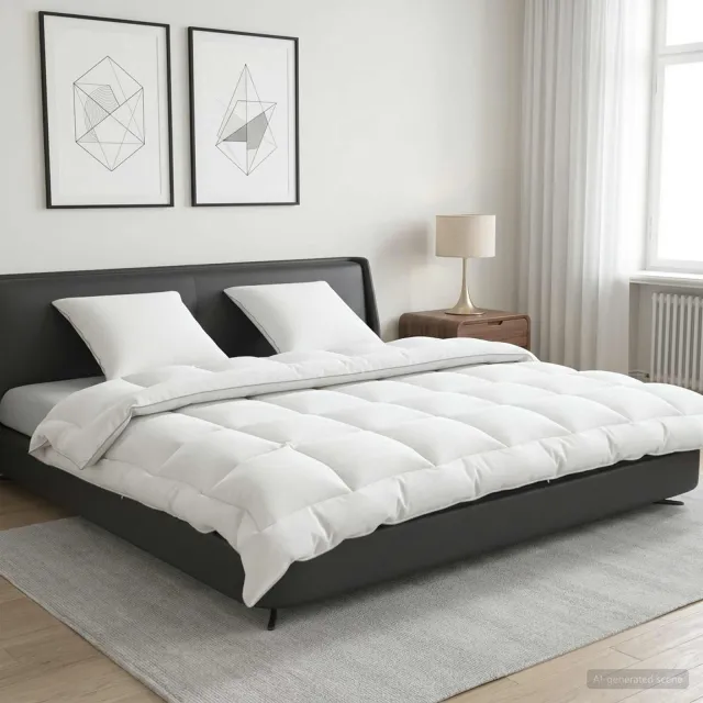 vidaXL Dekbed en Kussen Set 3 st 240x260 cm 4 seizoenen 350 GSM Wol Wit