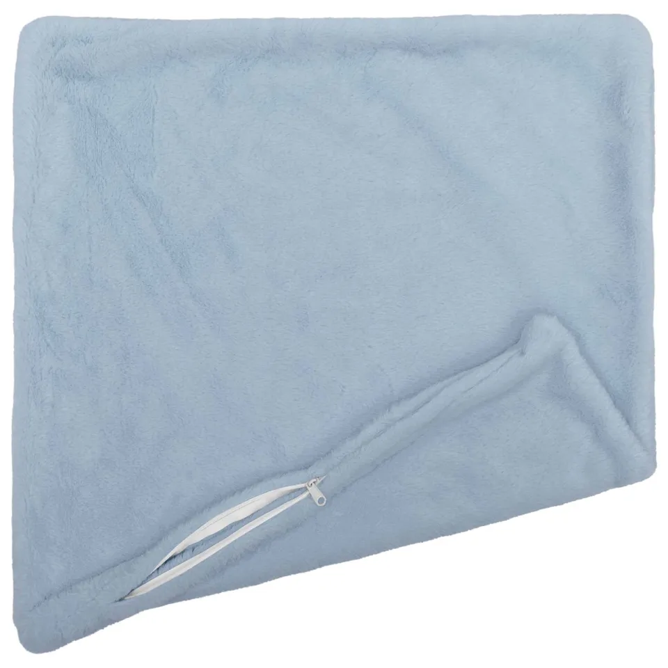 vidaXL Kussensloop 6 st HOUTEN Lichtblauw 35 x 35 cm Nep Konijnenbont blauw, foto 4
