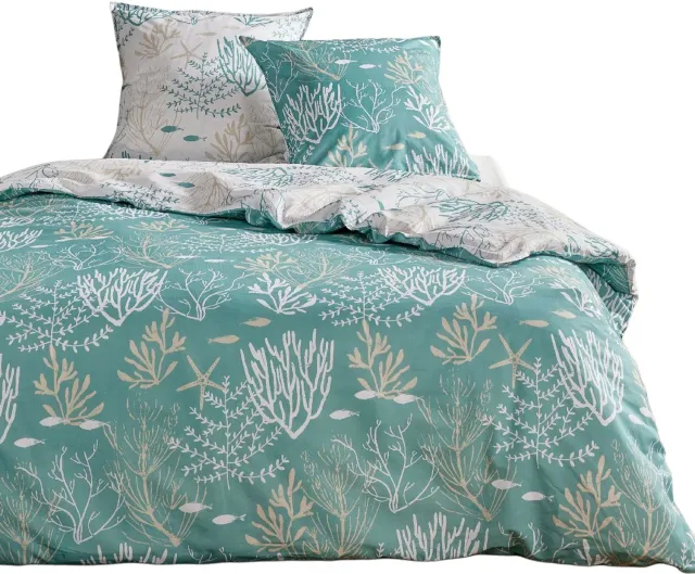Today Katoenen beddengoed 220 x 240 cm AIRY DAWN, met een plantenpatroon Blauw