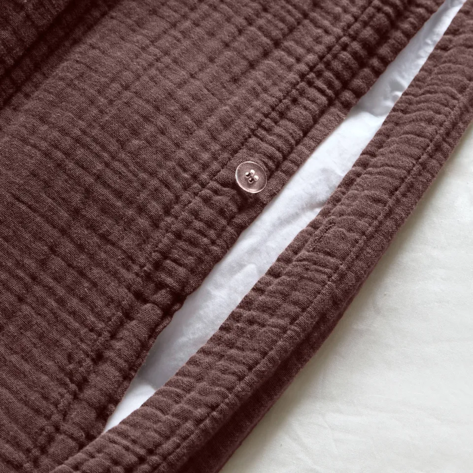 NOUS Living mousseline 2-persoons dekbedovertrek 200x220 cm - donkerbruin, foto 4