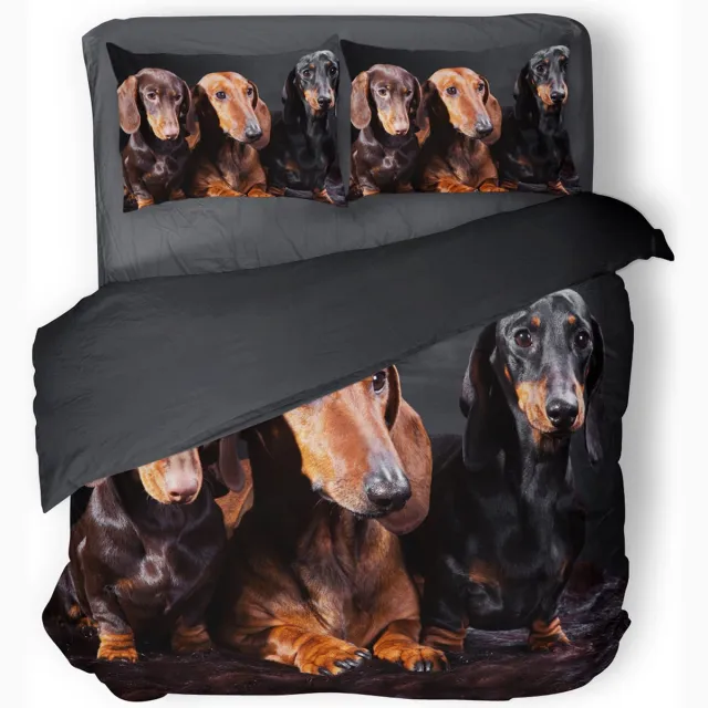 Eleganzzz Dekbedovertrek Teckels - zwart - Dekbedovertrek 200x200/220cm - Micropercal -Tweepersoons - Dekbedovertrekken - Honden Dekbedovertrek - Dieren Dekbedovertrek