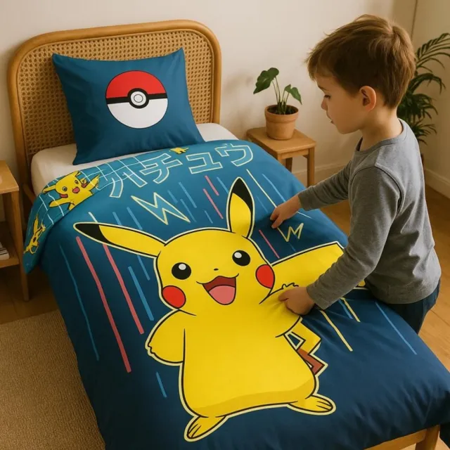 Carbotex Pokemon Dekbedovertrek - 140 x 200 cm. - Kussensloop 65 x 65 cm. - Pokémon Dekbed - Eenpersoons diverse kleuren