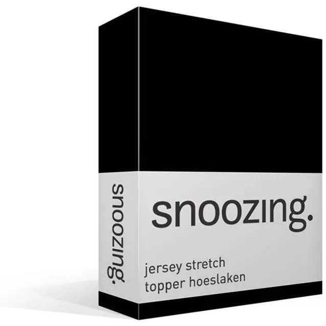Snoozing Jersey Stretch - Topper - Hoeslaken - Lits-jumeaux - 160/180x200/220 cm - Zwart