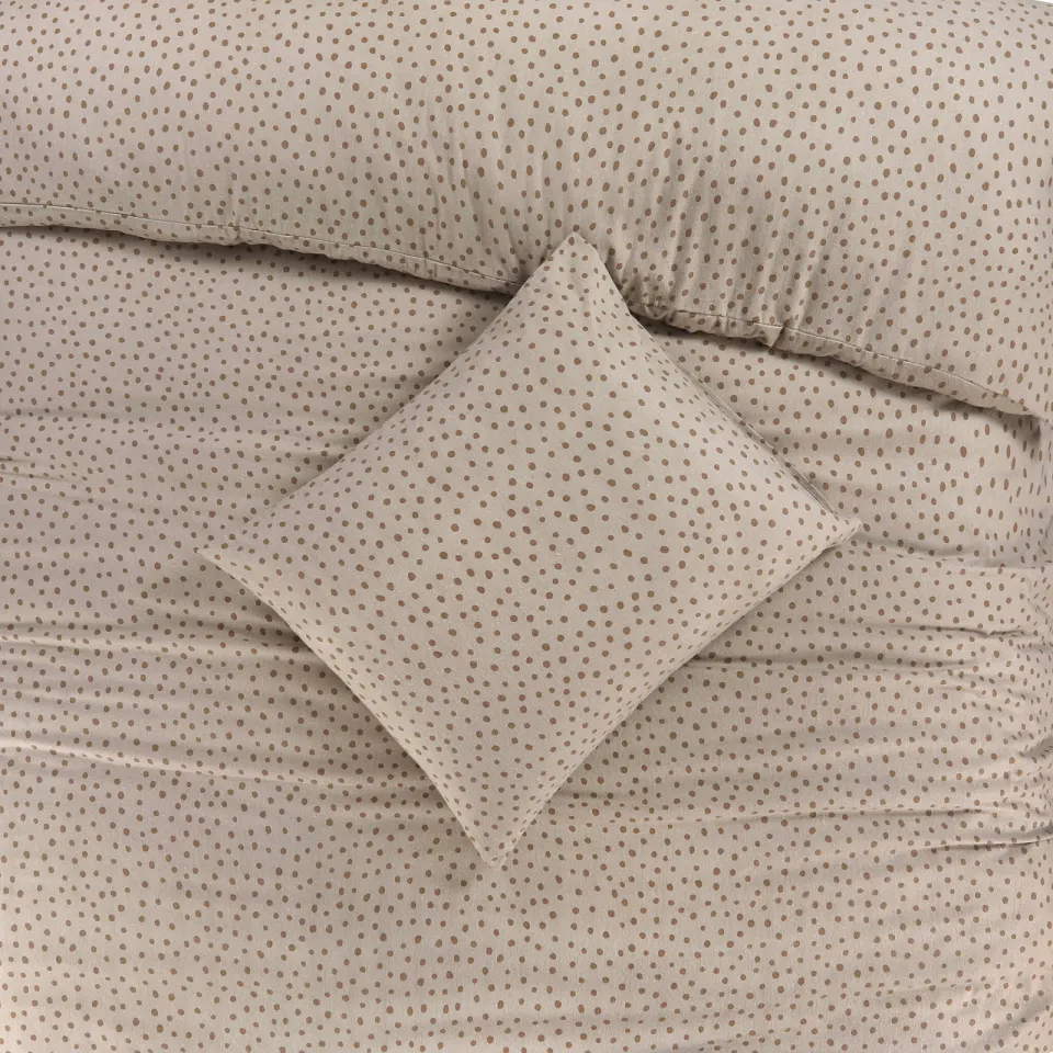 NOUS Living flanellen 2-persoons dekbedovertrek met stippen 200x220 cm - beige, foto 2