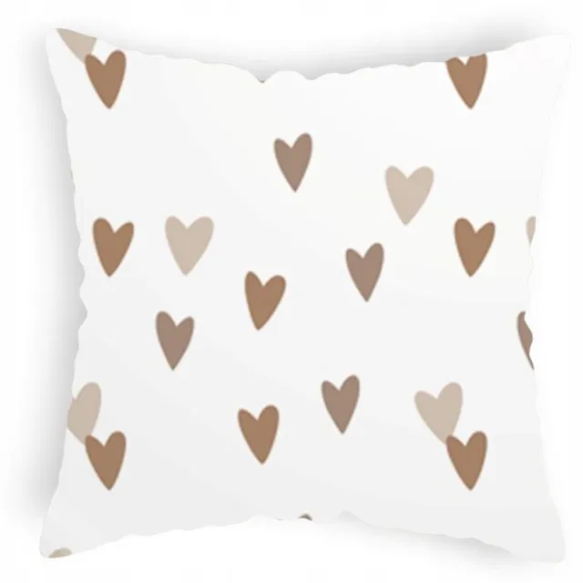 Designpremium Kussensloop Hartjes Beige Wit Katoen 40x40 cm