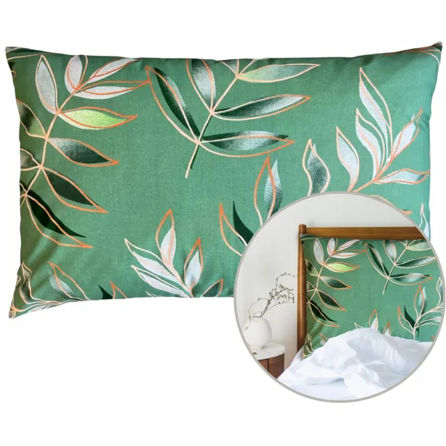 Houseartlife Katoenen kussensloop 50x70 cm met groene bladeren, OEKO-TEX