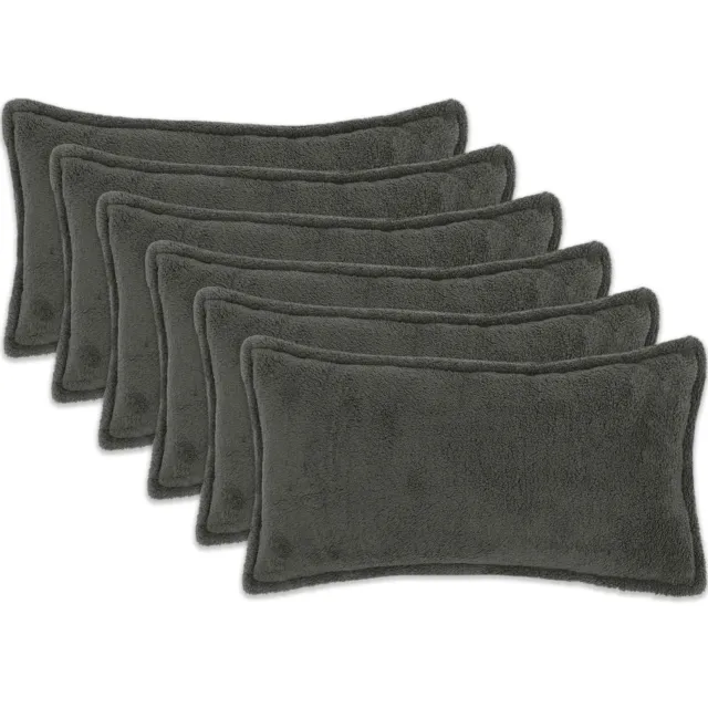 vidaXL Kussensloop 6 st HOUTEN Donkergrijs 40 x 80 cm Bouclé