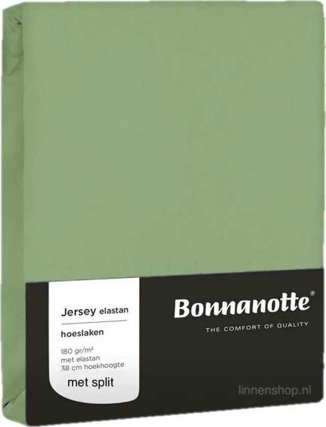 Bonnanotte Hoeslaken Split(topper) Jersey Elastan Mosgroen 180/200x200/220