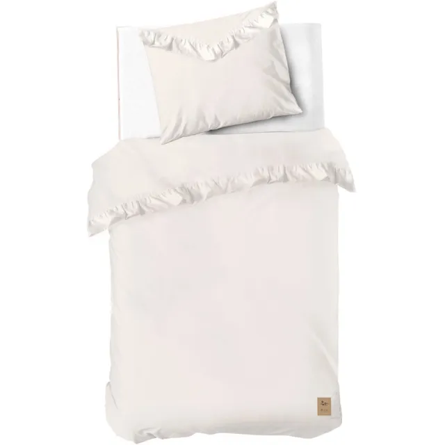 Dindi Home Dekbedovertrek White Ruffle - 140x220 - 100% katoen - Off White