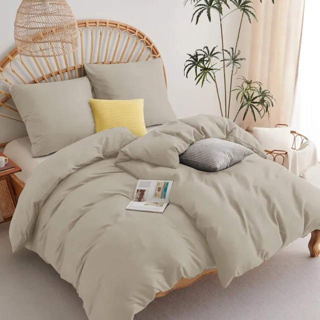 Ibenzoa Comfortabele Microvezel Beddengoedset 4-Delig Beige