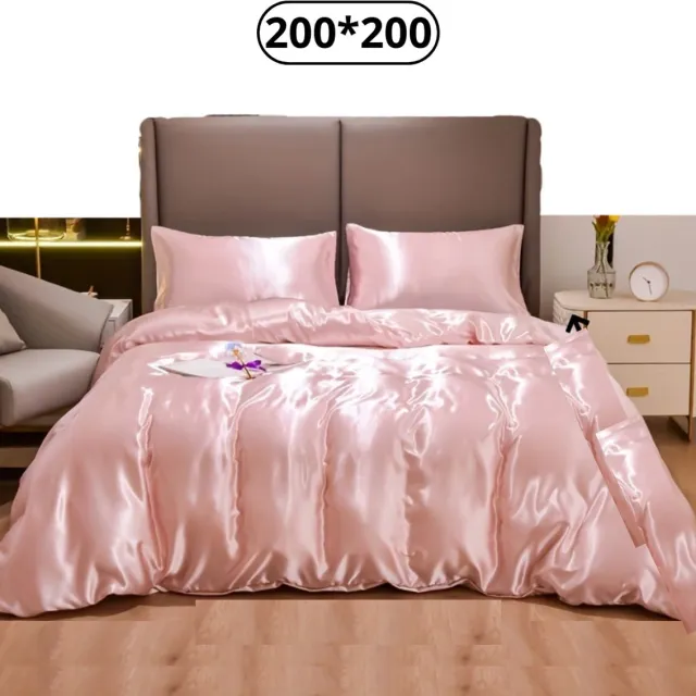 Livano Satijnen Dekbedovertrek - Fleece Dekbedovertrek - Pluche - Dekbed - Deken - Inclusief Kussens - Roze 200x200cm