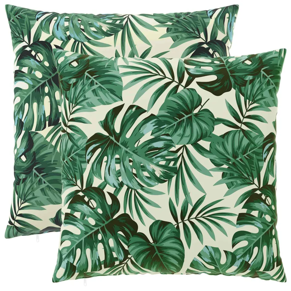 vidaXL Kussensloop 2 st HEERLEN Bladpatroon 65 x 65 cm Polyester Groen