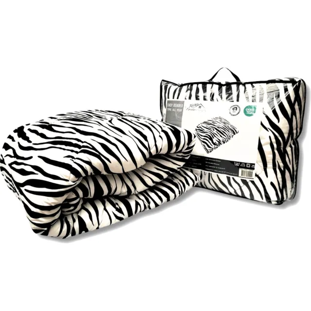 Beau Maison Bedrukt Dekbed Zebra 240 x 220 cm / Hoesloos / 2 in 1 dekbed / Wasbaar / Dekbed zonder overtrek Zwart Wit