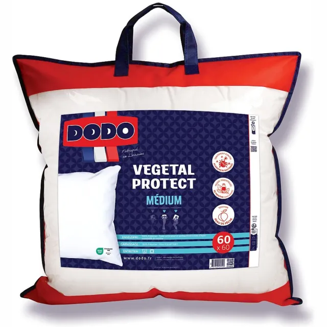Vente-unique Hoofdkussen DODO natuurlijk anti-huisstofmijt - 60 x 60 cm - VEGETAL PROTECT Wit