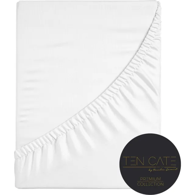Ten Cate Premium Hoeslaken - Hoeslaken 180 x 200 - Hoeslakens - Katoensatijn - Geschikt voor boxspring en matras - Hoekhoogte 30cm - Elastiek Rondom - Strijkvrij - Wit - White Whisper