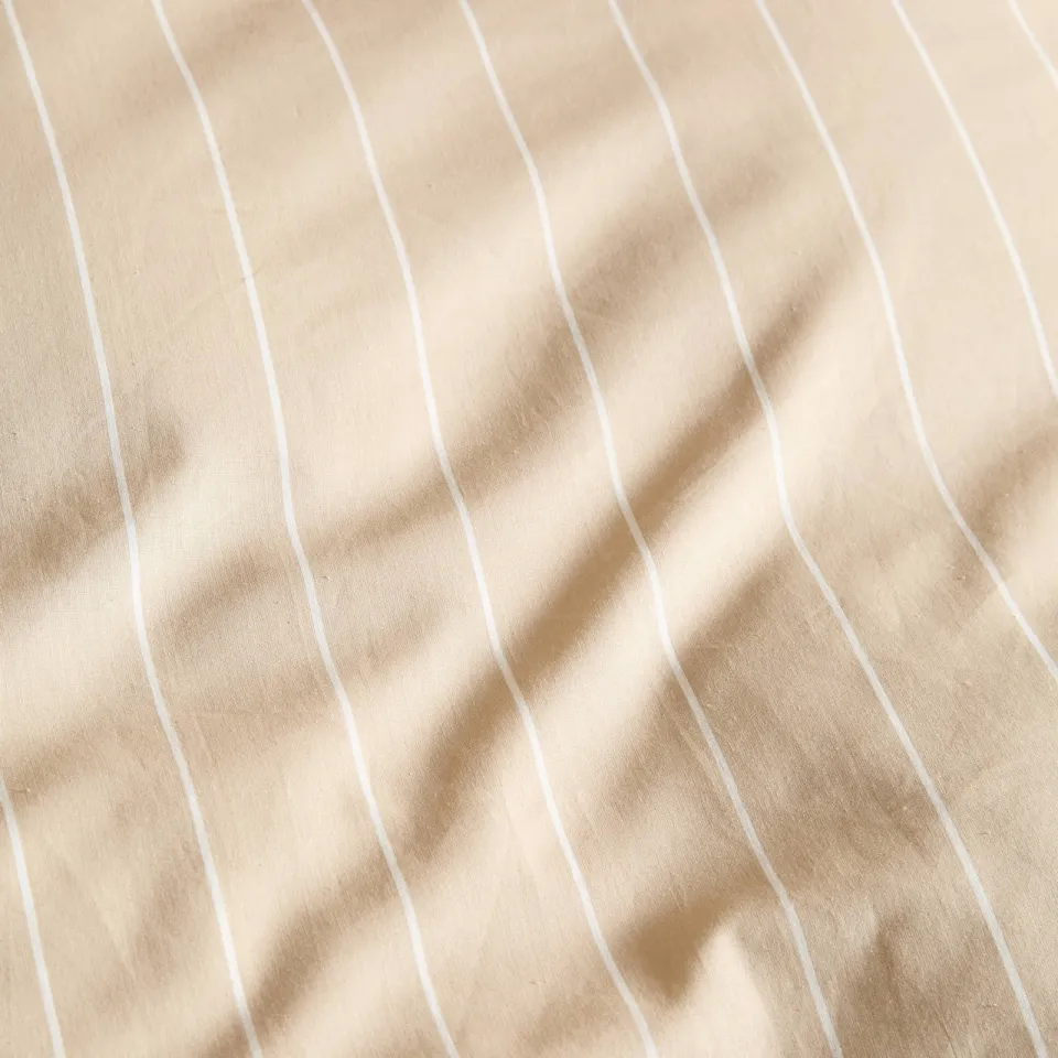 NOUS Living gestreepte katoenen 2-persoons dekbedovertrek 200x220 cm - zand/offwhite, foto 5