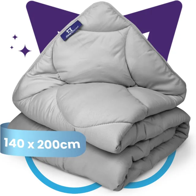 Slaapspeciaal Eazydekbed Essential Grijs - Wasbaar Dekbed - Dekbed zonder Overtrek - Hoesloos Dekbed - All Year Dekbed - 2 in 1 Dekbed - Dekbed met Vaste Overtrek - Gekleurd Dekbed - 140x200 cm