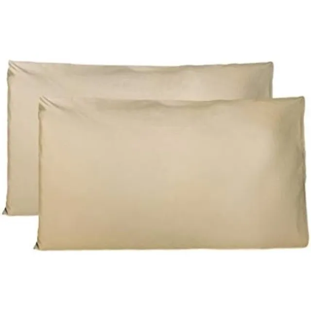PromoHome Katoenen Kussenslopen Set van 2 - 100% Zuiver Katoen - 50x80 cm - Zaksluiting - Hypoallergeen - Ademend Materiaal - Gemaakt in Italië - Beige