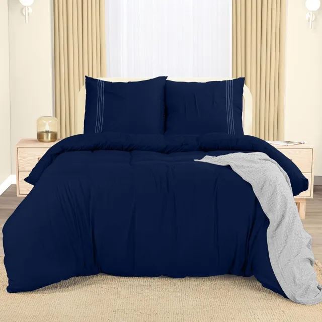 Ibenzoa Zachte Microvezel Beddengoedset - Donkerblauw, met Luxe Kussenslopen