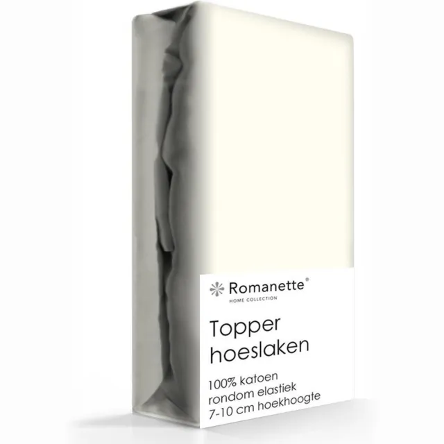 Romanette Topper Hoeslaken - Lits-jumeaux - 180x220 cm - Ivoor ecru