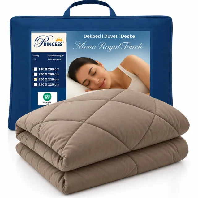 princessdekbedden Princess EazyDekbed Hoesloos Dekbed - 200x220 cm - Taupe - Warmteklasse 2 - Wasbaar - Tweepersoons